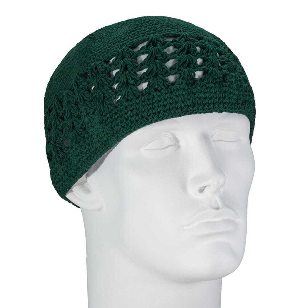 SALE NEW - Hunter Green Dual Weave Kufi - Prayer Cap - Dozen Packed